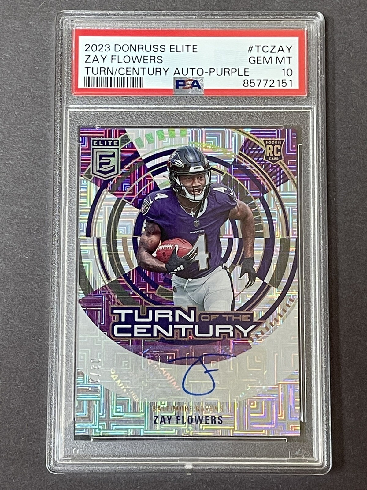 Zay Flowers Panini Donruss Elite Turn of the Century Autograph #TCZAY Purple