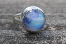 Vintage Sterling Silver  11.7mm Labradorite Cabochon Ring - Size 7