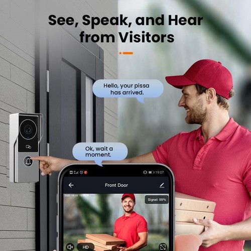 2x Doorbell 7'' WIFI Screen Phone Remote unlock villa outdoor Door bell Intercom - Picture 2 of 18