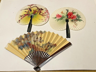 lot Shanghai Hand Fan Shanghai Arts & Crafts Made in Peoples Republic of China
