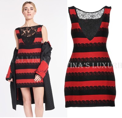 SAVE THE QUEEN DRESS SLEEVELESS STRIPED LACE DETAIL BODYCON sz S SMALL
