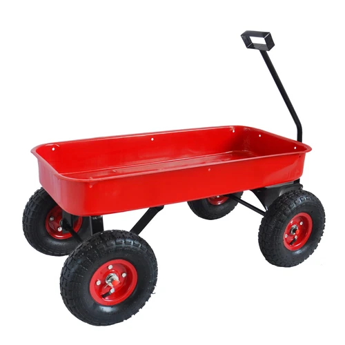 Outdoor Sportwagen Werkzeugwagen Holz Seitenteile Luftreifen Wagen rot - Bild 16 von 20