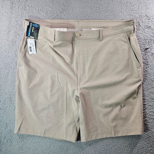 Neu mit Etikett Roundtree & Yorke Performance Herrenshorts 42 x 9" gerade Passform khaki HTHR