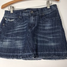 Vanilla Star Women  s Juniors Blue Jean/denim Skirt Stitched Pockets Size 14