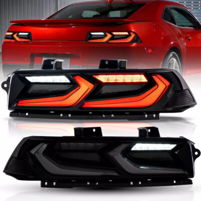 VLAND 2xSmoked LED Tail Lights For 2014-2015 Chevrolet Chevy Camaro Rear Lamps