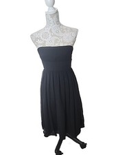 J. Crew Silk Dress Formal Emily Black Back Zip Strapless Lined Chiffon Women's 4