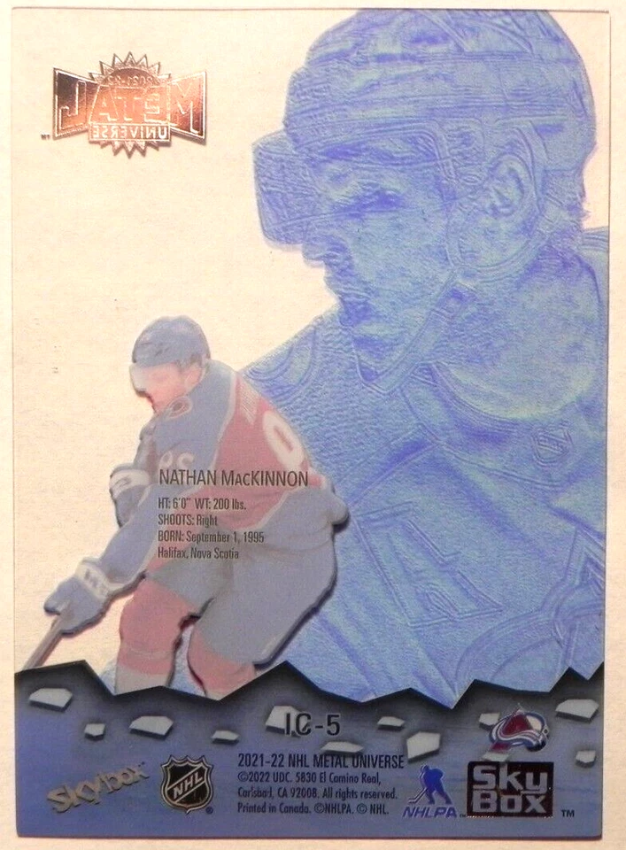 2021-22 21/22 Skybox Metal Universe Ice Carvings IC-5 Nathan MacKinnon Avalanche - Image 2 of 2