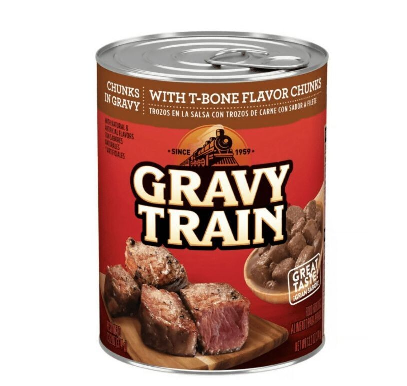 Gravy Train Chunks in Gravy T-Bone Flavor Chunks in Gravy 13.2oz 8 Cans NEW