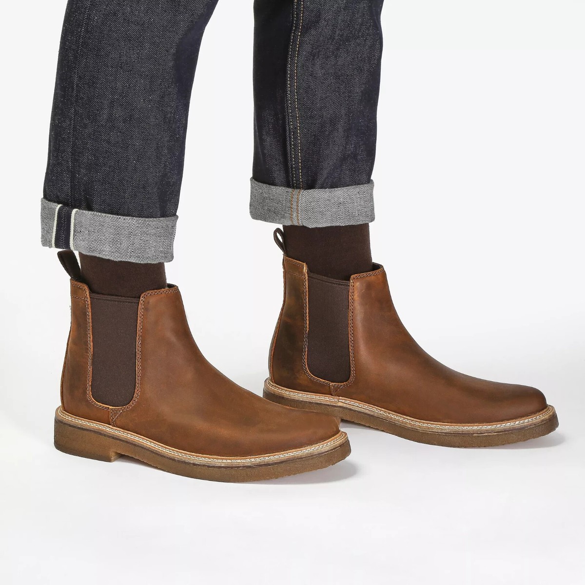 Clarks Clarksdale Easy Chelsea Boots Mens 11.5 M Brown Beeswax Leather Men main image 3