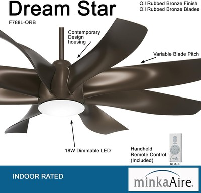Minka Aire F788L-ORB Dream Star 60'' LED Oil Rubbed Bronze Ceiling Fan + Remote