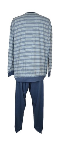 ALPINA Herren Schlafanzug Sommer Baumwolle Langarmshirt Henley Kragen Lange Hose - Picture 5 of 5