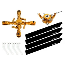 Microheli CNC Quad Carbon Plastic Blades Conversion Set (GOLD) - GOOSKY S2
