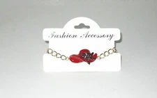 Red Hat Chain Bracelet Purple Crystals Gold Tone Society Ladies