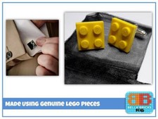 Custom Made 2x2 Building Plate Cufflinks in Yellow on Silver Plates Clasp