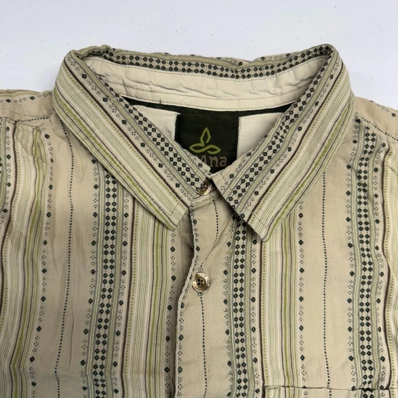 prana striped pocket breathe geometric shirt
