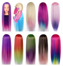24-29" Colorful Hair Training hairdresser Doll Head Styling Hair Mannequin Clamp