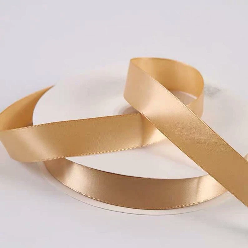 91m Champagne Satinado Poliéster Cintas Navidad Boda Favor Caja Envoltura Regalo Foto 3 de 4