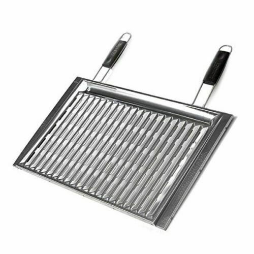 Griglia In Acciaio Inox 60x40cm - Griglia Sana Con Scanalature Grasso, Manici Neri - Foto 11