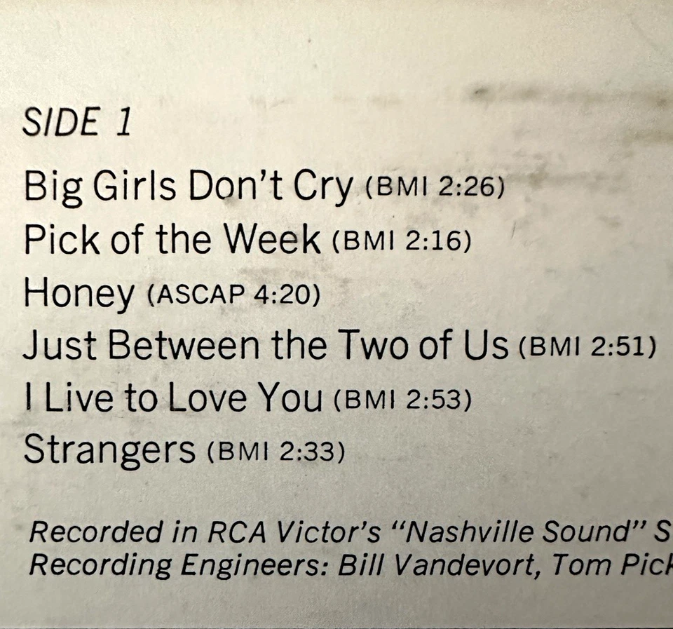 Lynn Anderson: Big Girls Don't Cry, Stereo LP 33rpm Chart Records CHS 1008 - Image 3 of 4