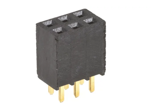 Connecteur femelle pour CI, 6 contacts, 2 rangées, 2.54mm, Traversant, Droit - Picture 1 of 6