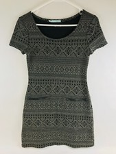 Maurices Dress Women's Size XS Gray Black with Pockets Bohemian Short Sleeve