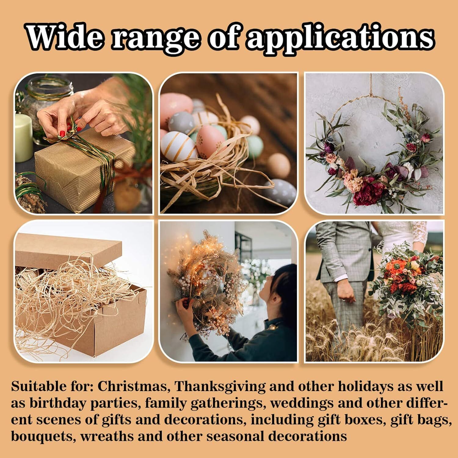 6PCS Raffia Ribbon Grass Sukh Straw for Florist natural Falak