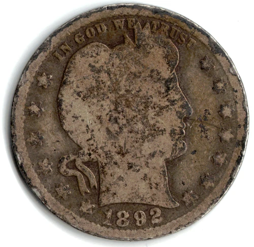 1892 BARBER QUARTER in GOOD condition ~ PLEASE SEE THE SCAN   stk q1002