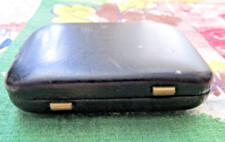 Vintage black leather hard case keychain wallet