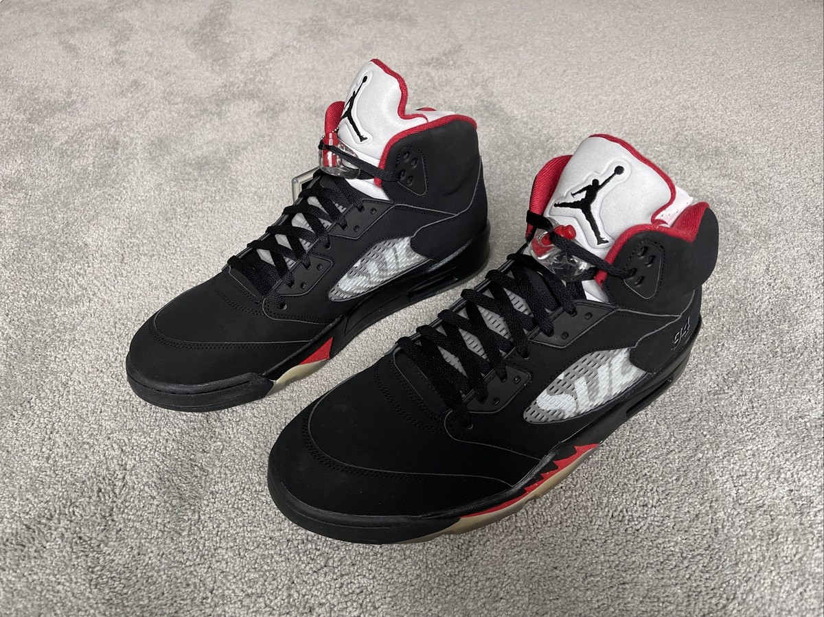 Nike Air Jordan Retro 5 V Supreme Black Fire Red Size 15 New DS 2015 Sample
