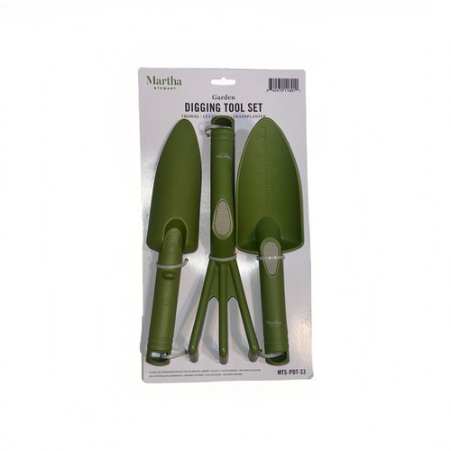 Martha Stewart Gardening Tool Set 3 PC Trowel Scoop Cultivator Green Plastic NWT