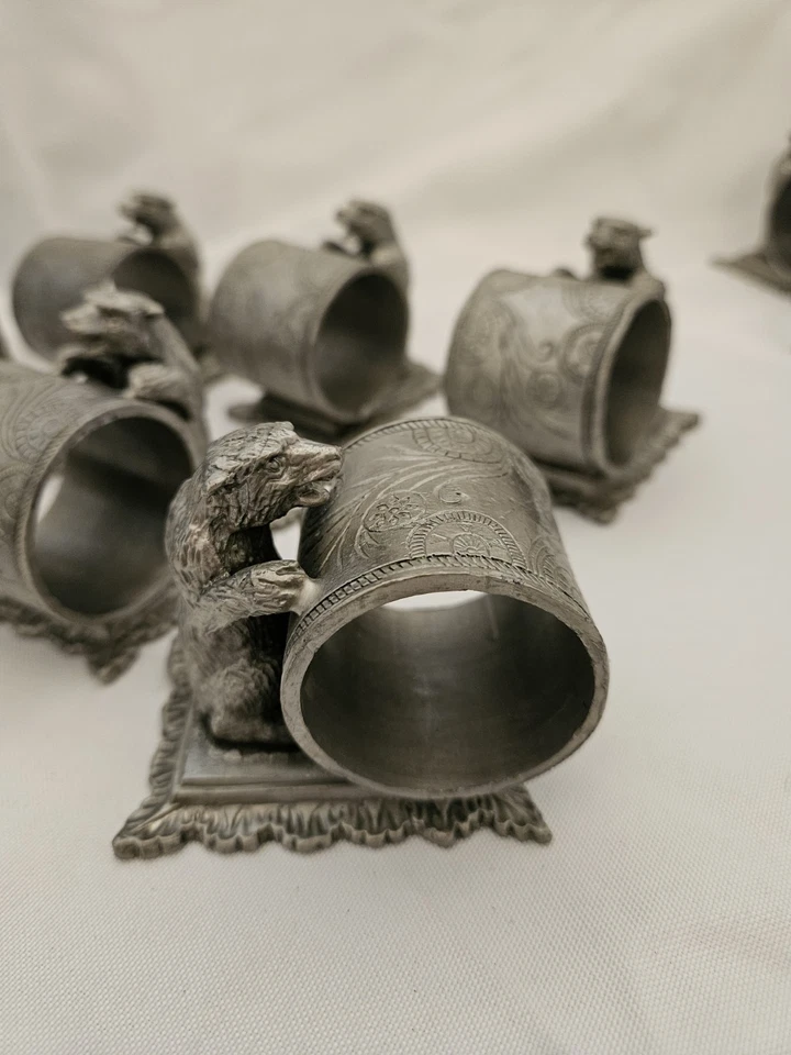 Juego de seis servilleteros figurativos chapados en plata vintage Foto 4 de 4