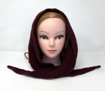 Triangle Shawl Knit HEADSCARF Dark Red Scarf Quilted Shawl Cashmere  Hood Scarf