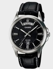 Casio MTP-1381L-1A Analog Leather Strap Black Quartz Men's Wristwatch