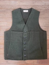 Vtg 80s Filson Mackinaw 100% Virgin Wool Vest Forest Green Style 20 Read For Sz
