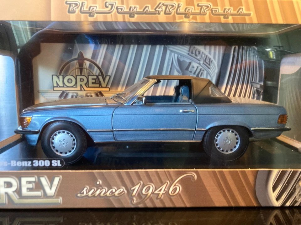 MERCEDES-BENZ 300 SL SOFT TOP 1986 BLUE 1/18 NOREV - Photo 2/4