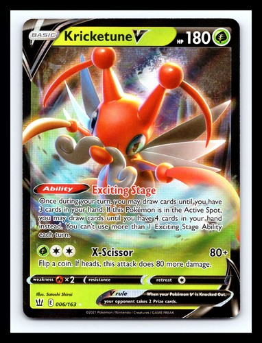 💥 2021 Pokémon Sword & Shield - Battle Styles Kricketune V Holo # 006/163