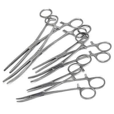 6Pcs Lab Use Rochester Pean Hemostat Locking Forceps STR+CRV 5'' 6.25'' 8''