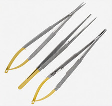 3 Castroviejo Micro Scissor Needle Holder Straight TC Forceps Dental Eye Set Kit