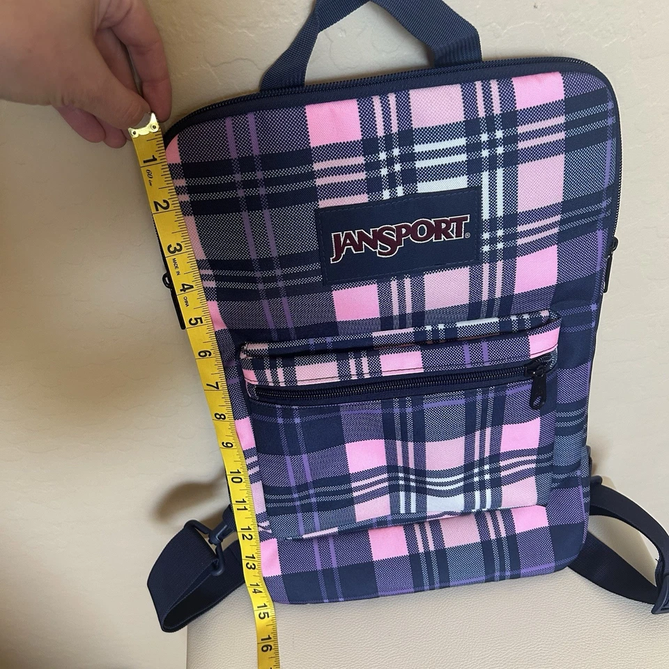 Mochila para computadora portátil JanSport Superbreak manga rosa y azul marino pansy Preston bolso a cuadros Foto 2 de 4