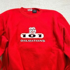 Vintage Disney 101 Dalmatians Red Fleece Sweatshirt Pullover Embroidered Large