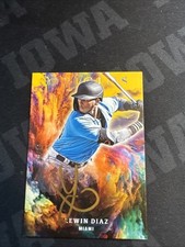 2021 CHRONICLES COLOR BLAST SSP/10 LEWIN DIAZ AUTOGRAPH BASEBALL CARD GOLD INK.