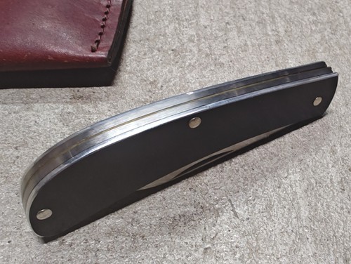 CUTCO 1884 Trapper 2 Blade Folding Pocket Knife w/ Leather Cutco Belt Sheath USA - Picture 4 of 5
