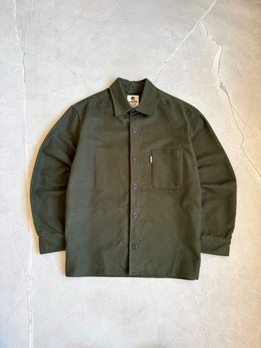 HEBTROCO Tight Cotton Overshirt Jacket Men Size XL Khaki Green - product listing photo