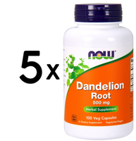 5 X NOW Foods Dandelion Root, 500Mg - 100 Vcaps (117,48 Eur/Kg)