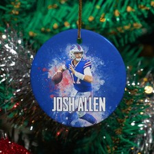 Josh Allen Sports Fans Gift Buffalo Xmas Keepsake Ceramic Christmas Ornament