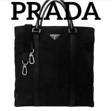 DDP PRADA Nylon Tote Bag Black Saffiano Leather Handle 2Way A4 Size Authentic