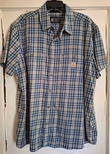 Carhartt Rugged Flex Mens Relaxed Fit Short Sleeve Plaid Shirt Sz XL Classic
