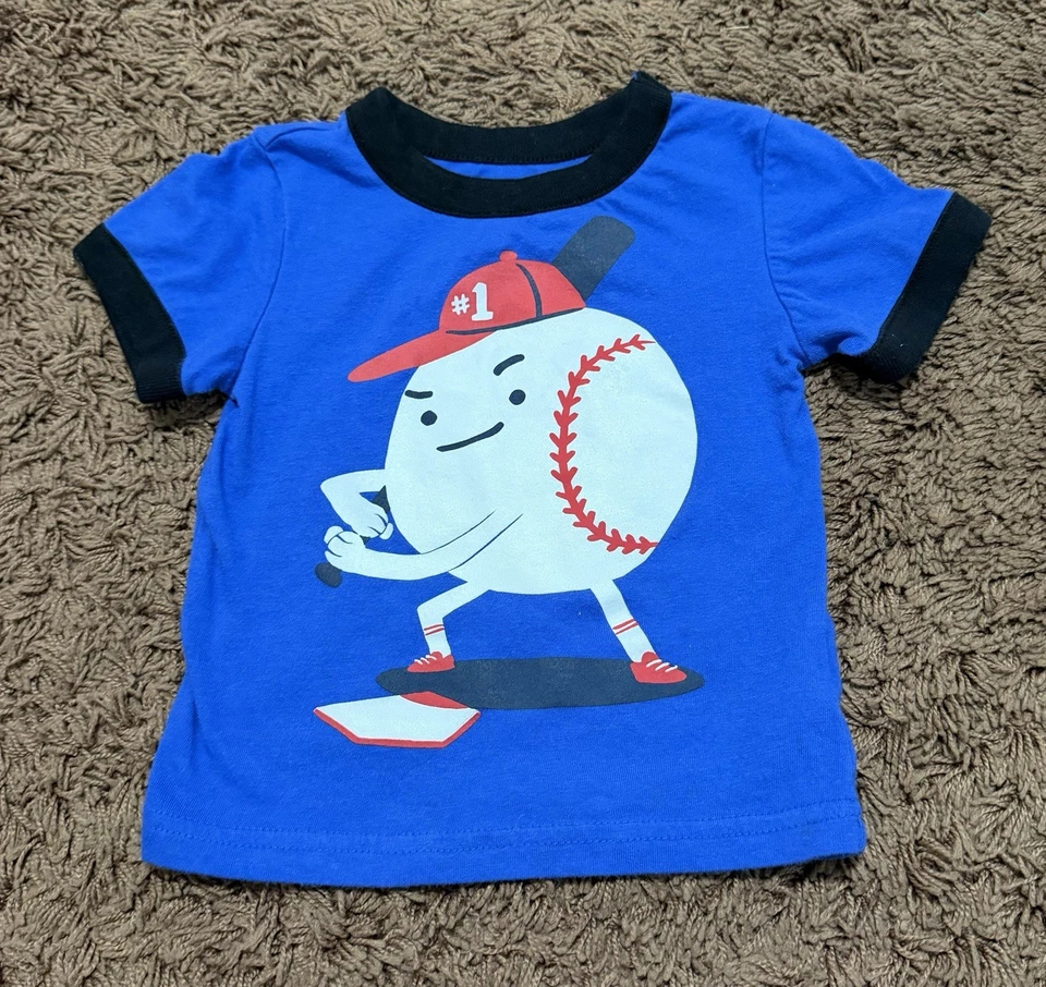 Camisa de béisbol azul Circo Baby Boys talla 12M - #1 camiseta gráfica de bateador Foto 2 de 4
