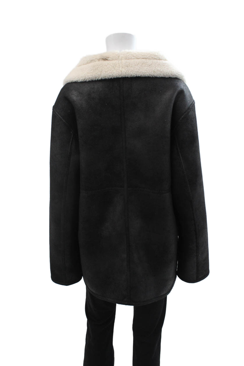 MNG Womens Black Collared Solid Polyester Coat Lo… - image 3