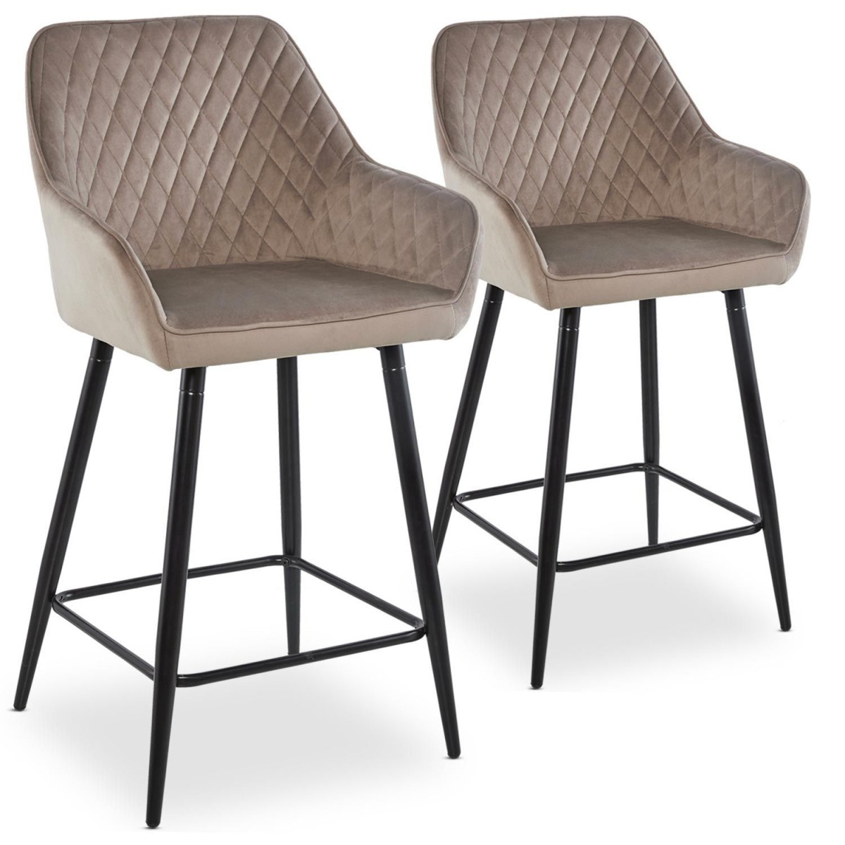 Chaises de bar velours avec dossier ergonomique Onika 105cm taupe confort premium